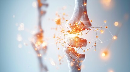 Human bone structure showing inflammation, joint pain, skeletal health, and medical treatment concept