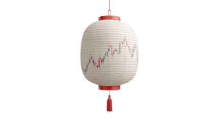 Chinese lantern with stock market chart