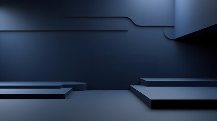 Ultra-HD Corporate Abstract Background with Multi-Layered Navy to Graphite Gradient and Volumetric Executive Lighting