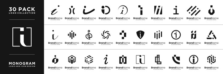 Set of creative initials letters i monogram minimalist logo design inspiration