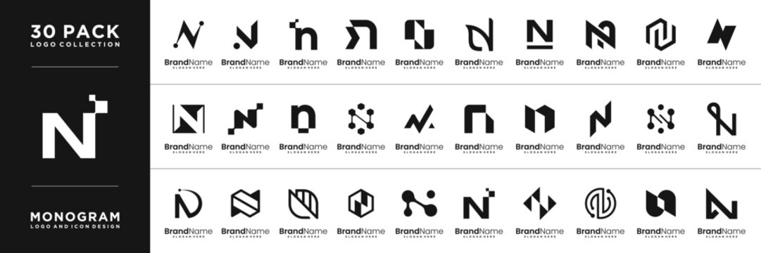 Modern technology letter N logo design collection