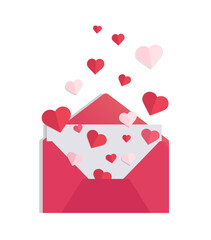 Red envelope with heart. love letter. Valentine day. vector illustration