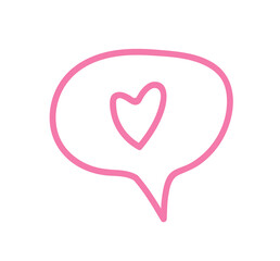 Heart in Pink Speech Bubble. Conversation love. Valentine day. vector illustration