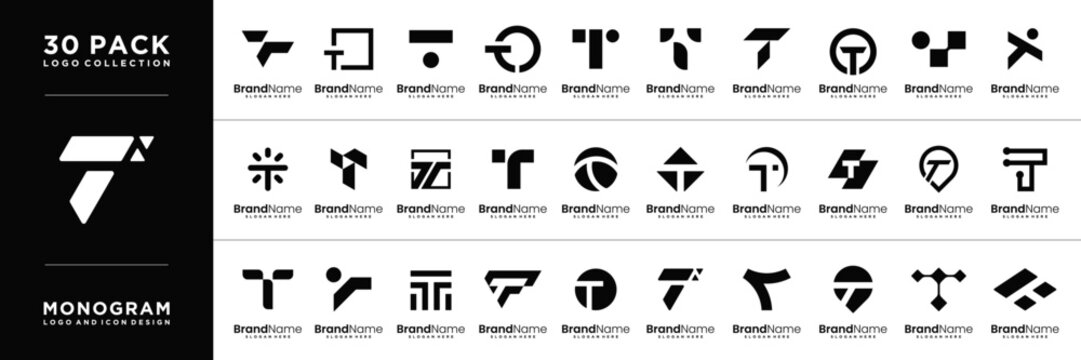 Collection of letter T initial logo icon design template. elegant, modern, luxury.