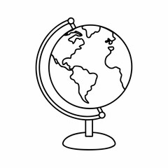 Globe Vector Icon &ndash; Clean Outline World Map Design