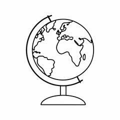 Globe Vector Icon &ndash; Clean Outline World Map Design