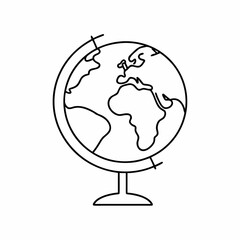 Globe Vector Icon &ndash; Clean Outline World Map Design