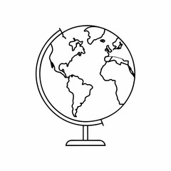 Globe Vector Icon &ndash; Clean Outline World Map Design
