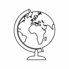 Globe Vector Icon &ndash; Clean Outline World Map Design