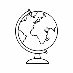 Globe Vector Icon &ndash; Clean Outline World Map Design