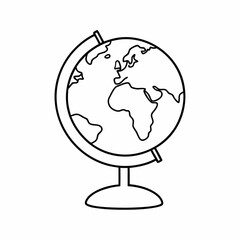 Globe Vector Icon &ndash; Clean Outline World Map Design