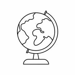 Globe Vector Icon &ndash; Clean Outline World Map Design