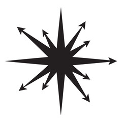 Obraz premium Dynamic Black Starburst with Outward Pointing Arrows on White Background