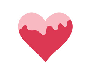 Two tone pink heart with drip style design for love, romance, valentine and cute graphic use
