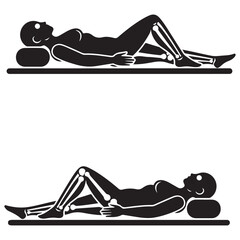 Illustration of Person Lying Supine with Bent Knees, Showcasing Leg Anatomy and Comfortable Posture