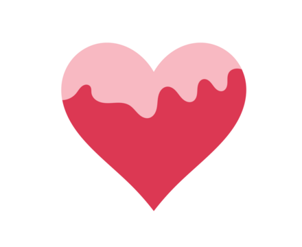Two tone pink heart with drip style design for love, romance, valentine and cute graphic use - Powered by Adobe