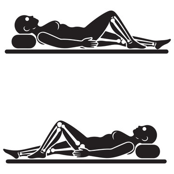 Illustration of Person Lying Supine with Bent Knees, Showcasing Leg Anatomy and Comfortable Posture