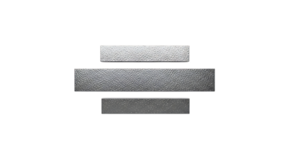 Three gray metal bars isolated on transparent background