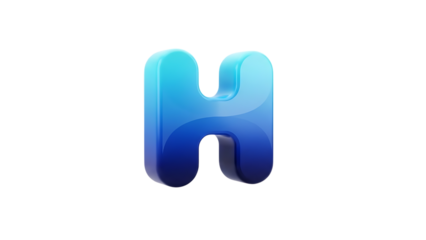 Gradient blue letter h isolated on transparent background