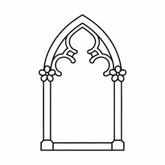 Gothic Window Frame Vector Outline