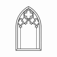 Gothic Window Frame Vector Outline