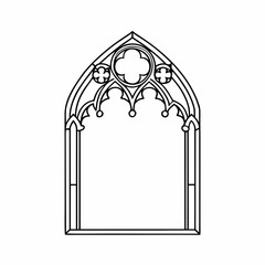 Gothic Window Frame Vector Outline