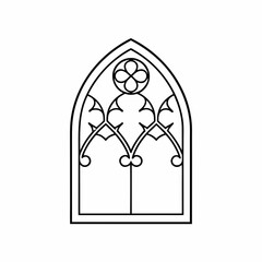 Gothic Window Frame Vector Outline