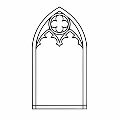 Gothic Window Frame Vector Outline