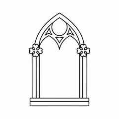 Gothic Window Frame Vector Outline