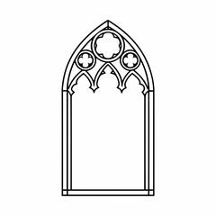 Gothic Window Frame Vector Outline