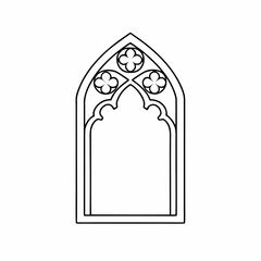 Gothic Window Frame Vector Outline