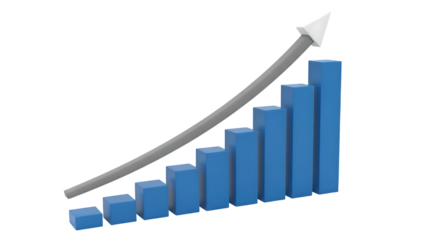 3D Graph with Blue Bars and Arrow