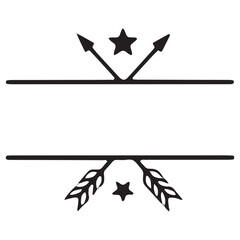 Decorative Split Monogram Frame with Arrows and Stars