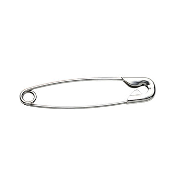 Silver Safety Pin on Checkered Background