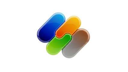 Multicolored overlapping ovals isolated on transparent background