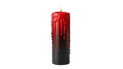 Burning Red Candle with Dripping Wax