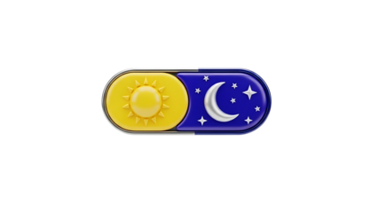Day and night toggle button isolated on transparent background