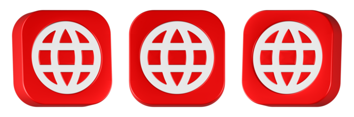website icon 3d render red square button