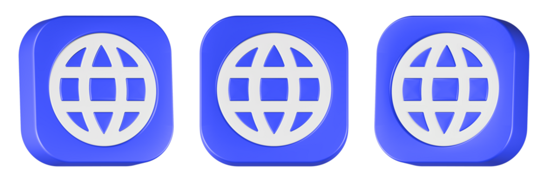 website icon 3d render blue square button - Powered by Adobe