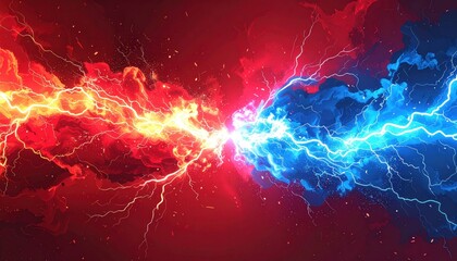 Fiery Red and Electric Blue Energy Clash.