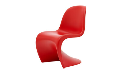 Red Plastic Chair on Checkered Background