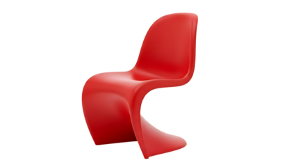 Red Plastic Chair on Checkered Background