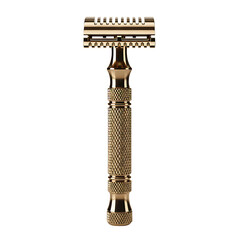 Golden Razor on Checkered Background