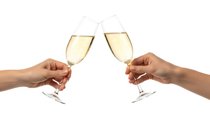 Two hands clinking wine glasses