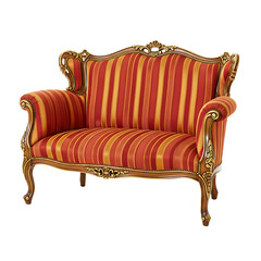 Antique Red and Gold Striped Sofa
