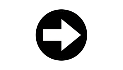 A white arrow, set in a circle, points right against a black backdrop