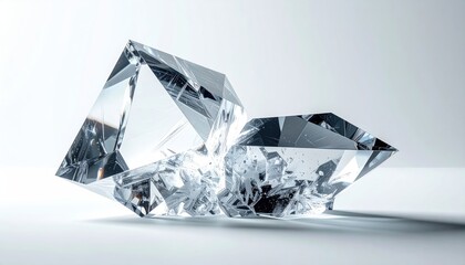 Close-up of two large, clear, faceted diamonds on a white background.
