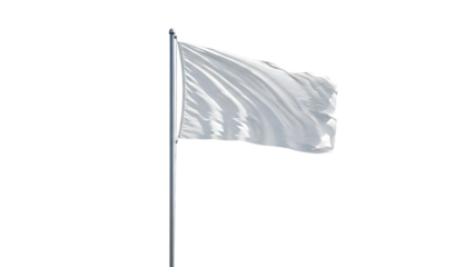 White flag waving on a flagpole