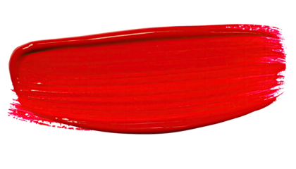 A vibrant, saturated stroke of red paint on a black background