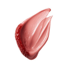 Fresh strawberry detail blended into a soft pink cream brush stroke for beauty concepts.